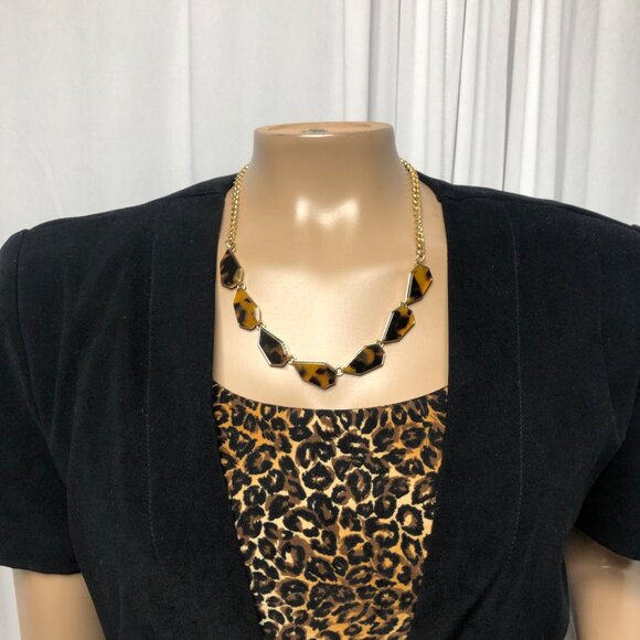 Worthington Dress Womens Size 6P Black Brown Animal Print Two Piece Look Party - Picture 2 of 8